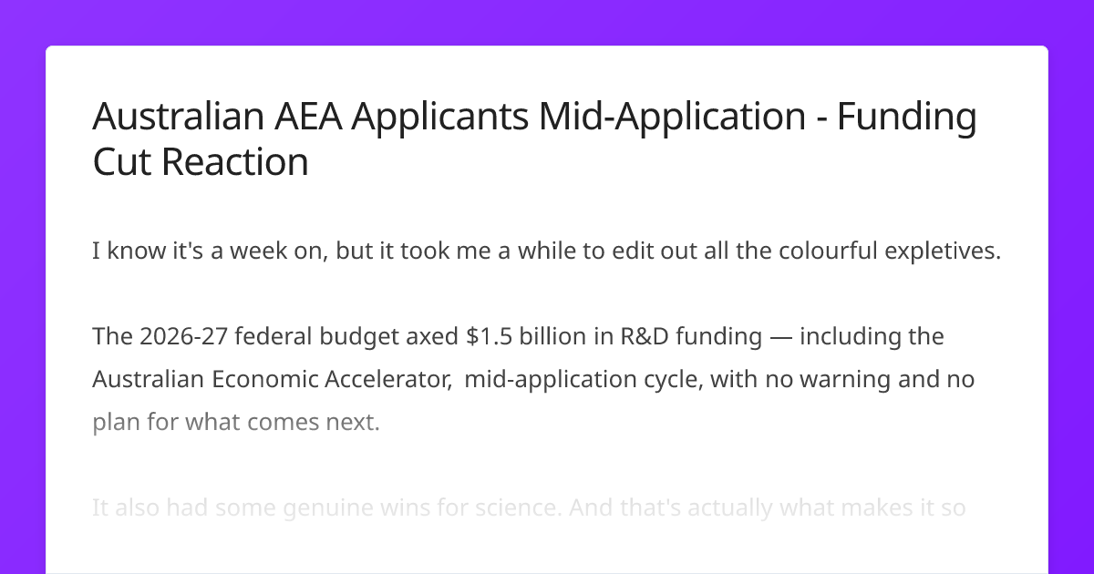 Australian AEA Applicants Mid-Application - Funding Cut Reaction ...