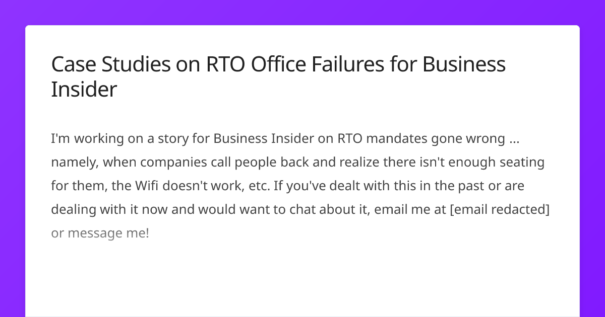 Case Studies on RTO Office Failures for Business Insider | Journo Request